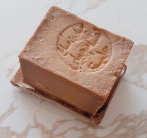 Aleppo soap on ceramic soap dish